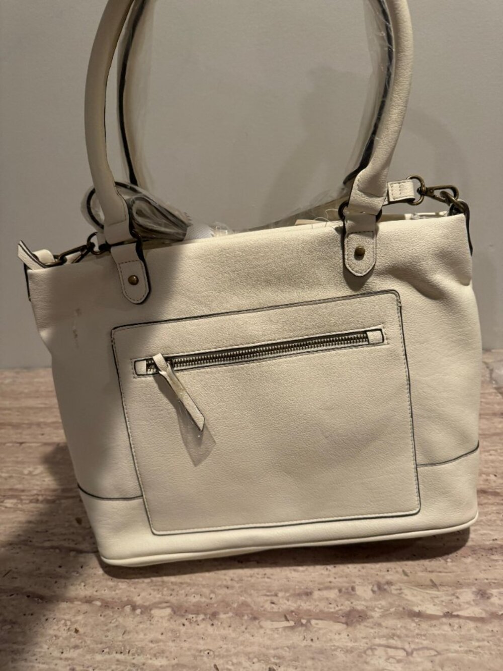 Style & Co Hudsonn Tote Bag Women's One Size Alabaster Top Zip Closure
